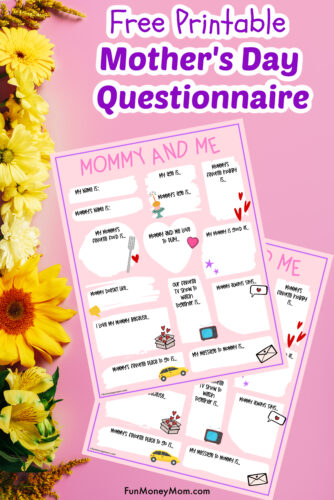 Mother S Day Questionnaire Free Printable Fun Money Mom