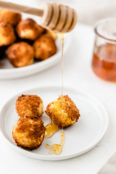 Goat cheese balls drizzled with honey