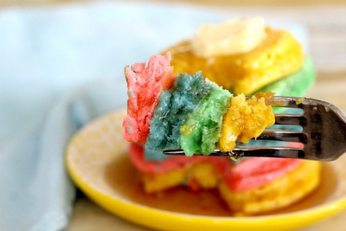 Not only are these easy rainbow pancakes tasty, they're pretty to look at