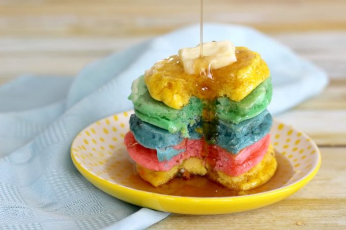 When you serve these easy rainbow pancakes, there won't be a lot left over