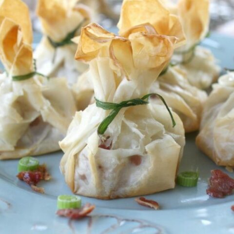 Phyllo Wrapped Shrimp Appetizer With Bacon And Cream Cheese