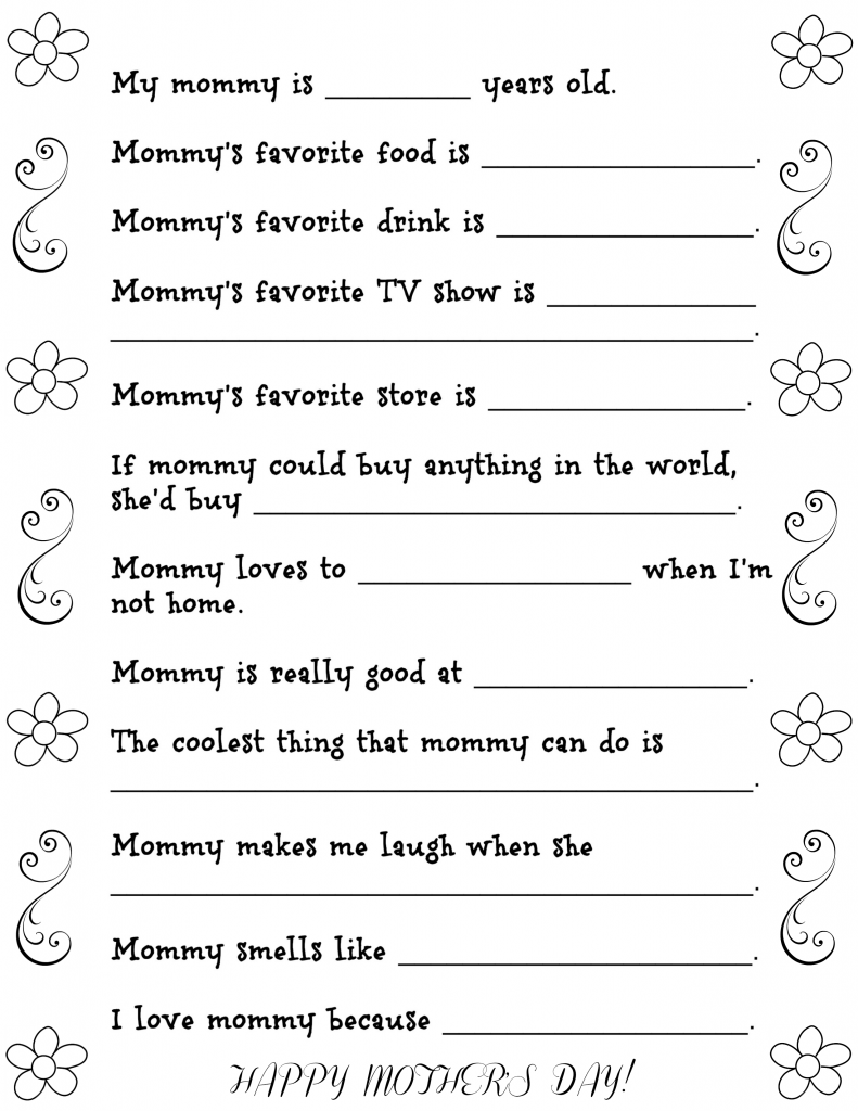 Mother s Day Questionnaire Free Printable Fun Money Mom