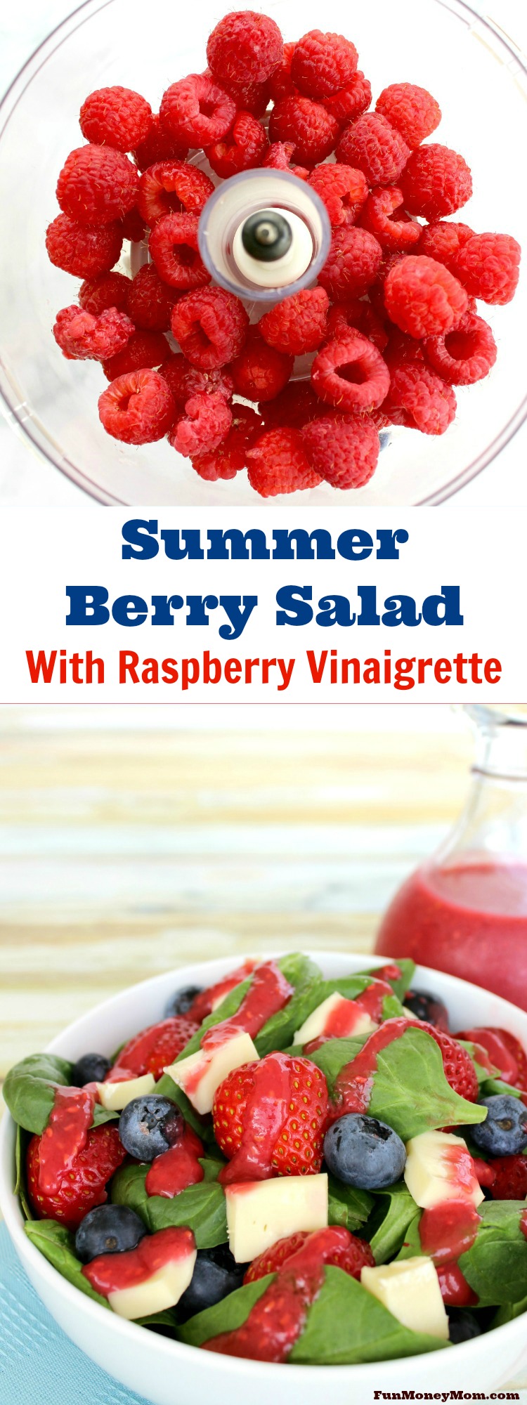 Need dinner in a hurry? Pair a delicious Freschetta pizza with this Summer Berry Salad topped with Fresh Raspberry Vinaigrette! You'll love that it's quick & easy and your family will love that it's so good! #FreschEats #ad