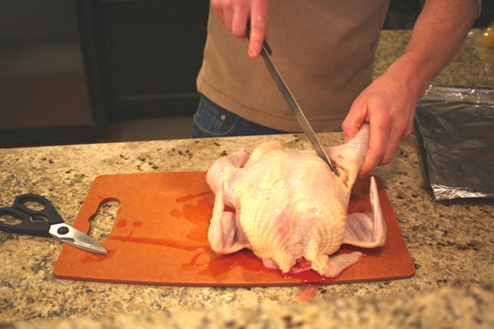 Cut up a chicken step 1
