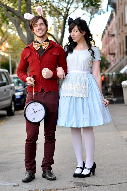 Alice and the White Rabbit make a creative couples costume