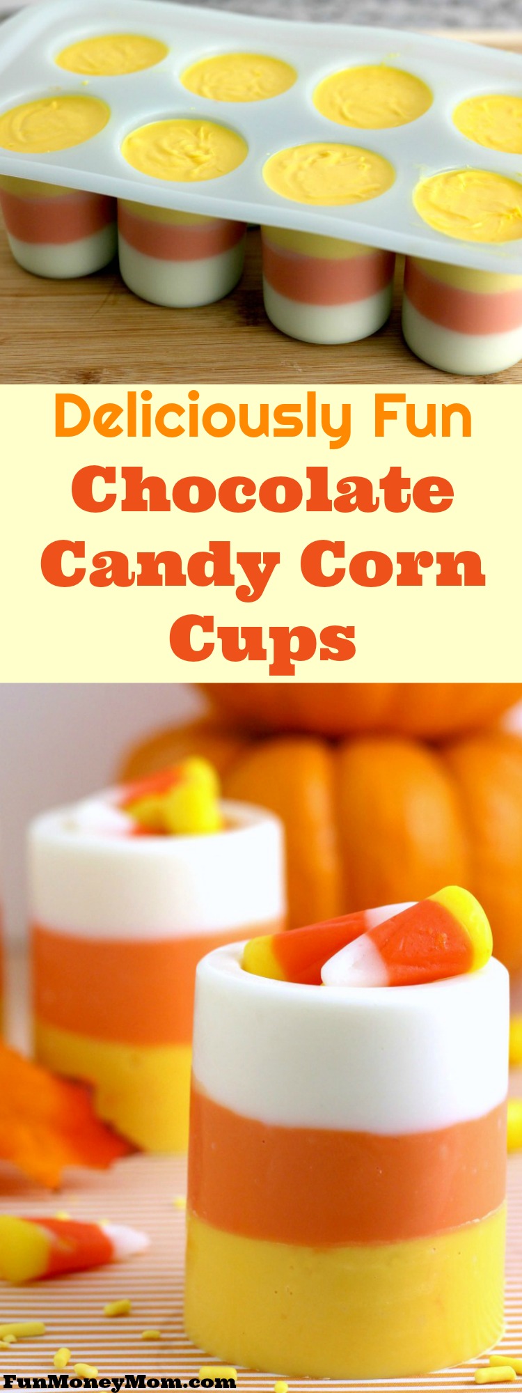 Why not treat your friends for Halloween? These chocolate candy corn cups make a delicious Halloween dessert that everybody will love!