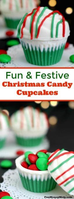 Looking for some fun but super easy Christmas treats? Why not make these Christmas Candy Cupcakes filled with what else...more candy!