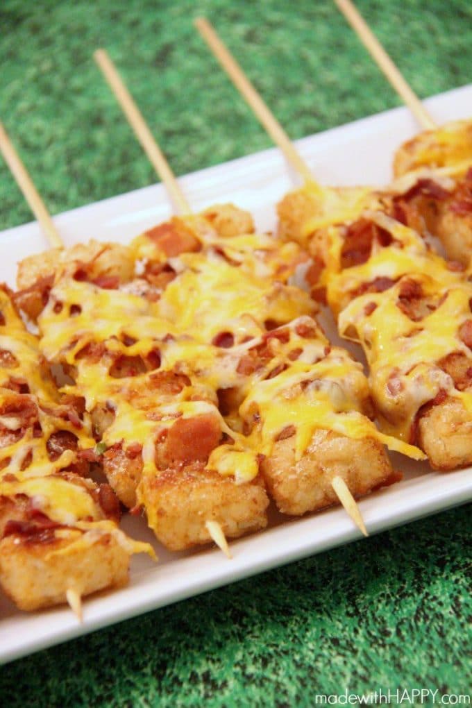 Football food doesn't get much better than tater tots on a stick