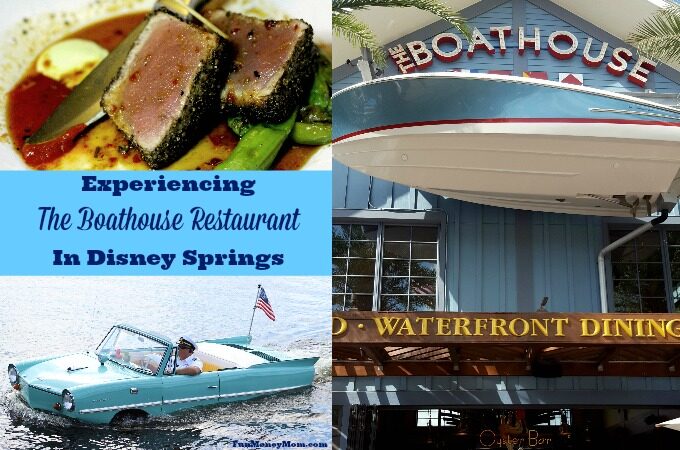 Ride in an Amphicar, then stay for the seafood at The Boathouse Restaurant in Disney Springs