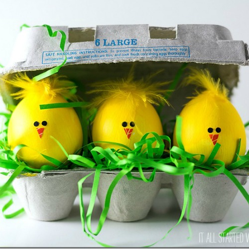 Fuzzy chick Easter egg decorating ideas
