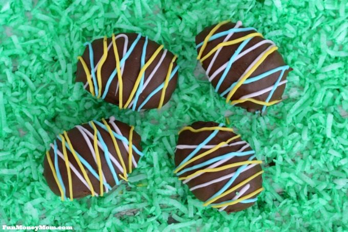 Easter egg treats with coconut grass