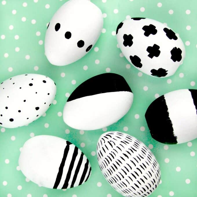 Black and white easter eggs