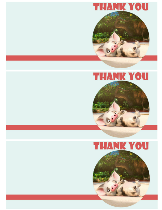 Moana Thank You Cards - Free Printable From Fun Money Mom