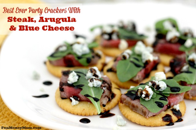 Best Ever Party Crackers With Steak, Arugula And Blue Cheese