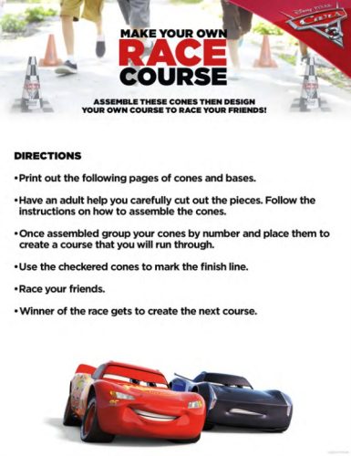 Cars 3 free printables race course