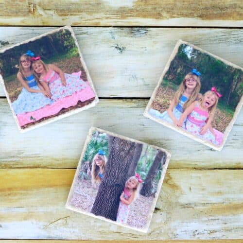 Tile photo coasters for Mother's Day