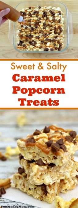 Need some yummy movie night snacks for your family movie night? This deliciously easy recipe for Sweet & Salty Caramel Popcorn Treats is perfect!