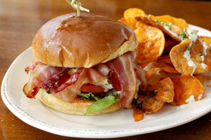The chicken sandwich at Homecomin' is loaded with bacon