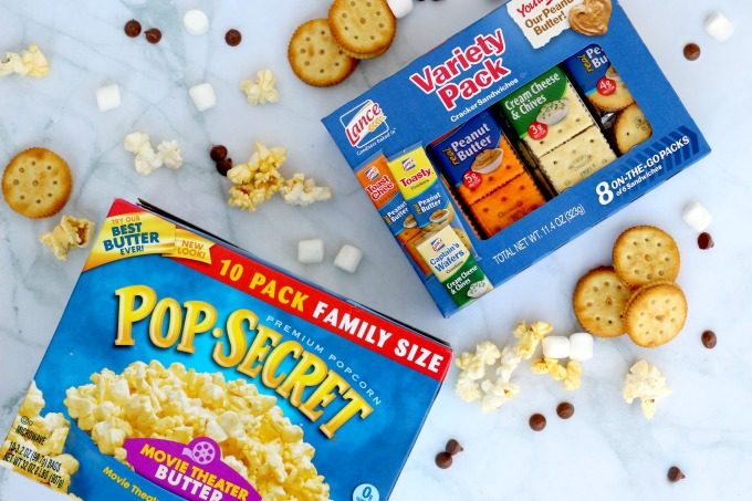 Popcorn and crackers combined make one of my favorite movie night snacks