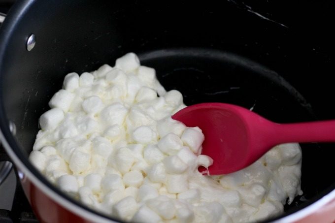 Melt marshmallows on the stove