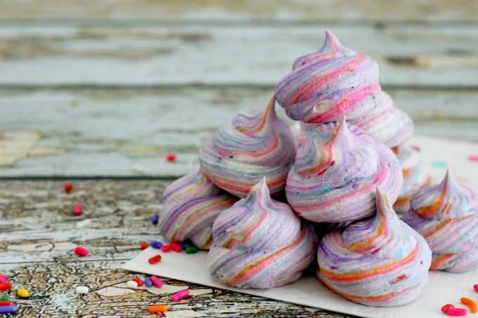 Unicorn Kiss Meringue Cookies are perfect for birthday parties