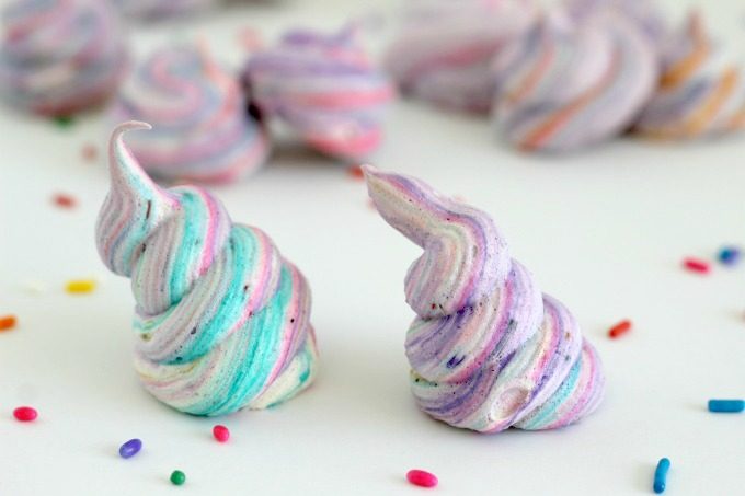 The horns didn't work out too well for these Unicorn Kiss Meringue Cookies