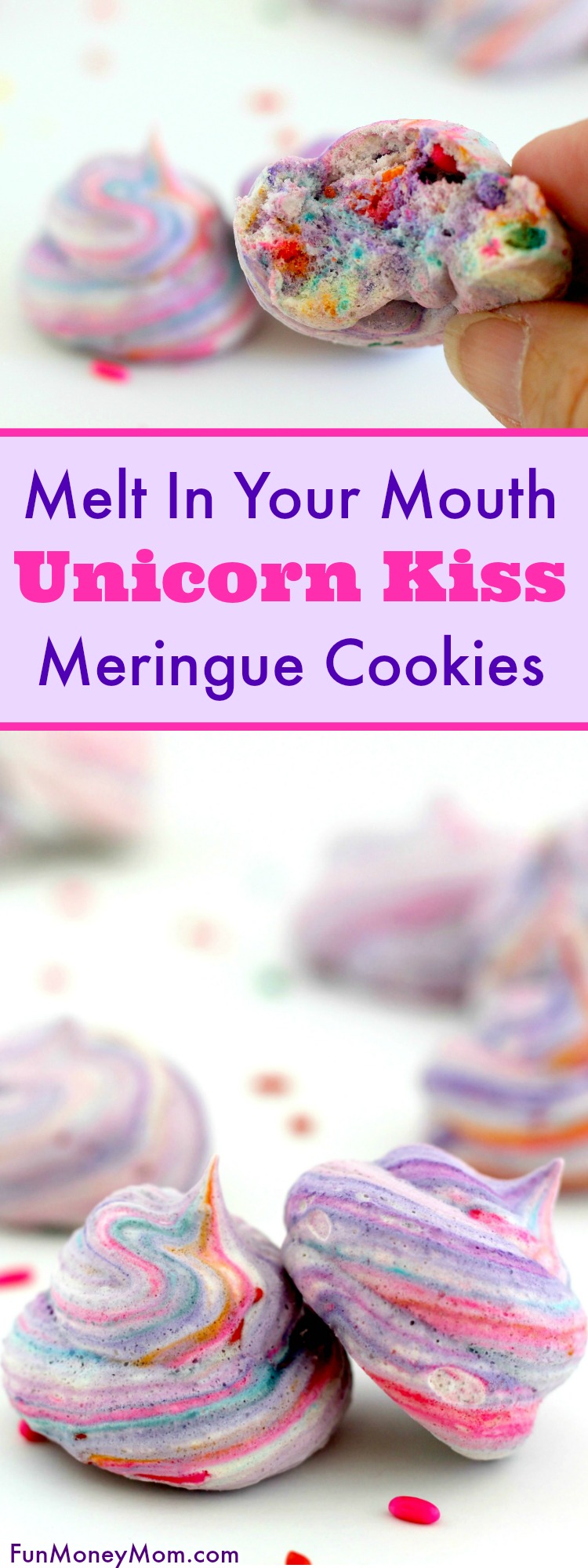 These Unicorn Kiss Meringue Cookies are perfect for a party or just a fun treat. Just don't expect these melt in your mouth sweets to last very long!