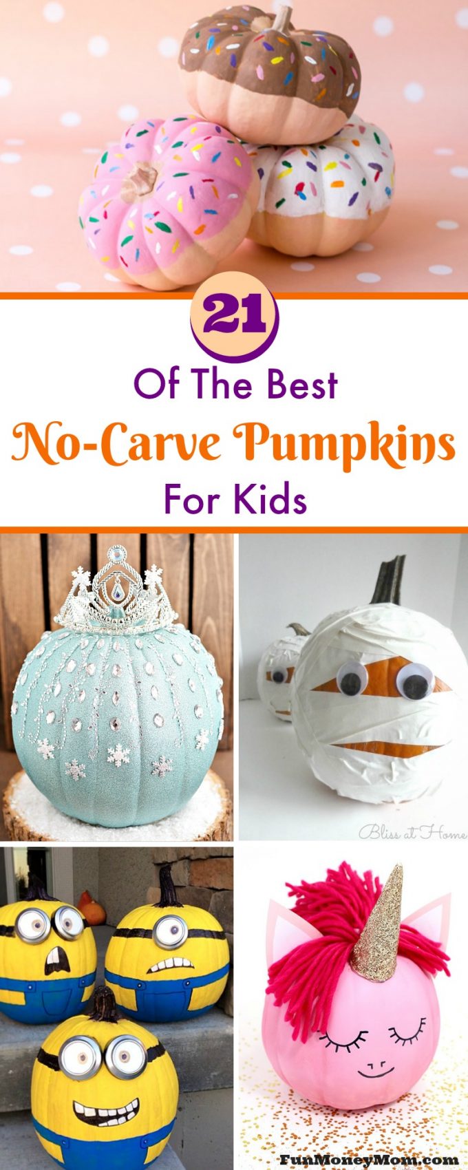 Ready to get started on your Halloween decorations? The kids are going to love these super cute no carve pumpkins!