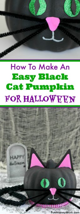 Love making no-carve pumpkins? Have a little Halloween fun making this easy black cat pumpkin!