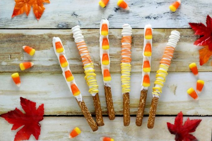 These candy corn pretzels couldn't have been much easier.
