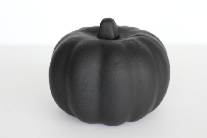 To make your spiderweb pumpkin, start by painting the pumpkin black.