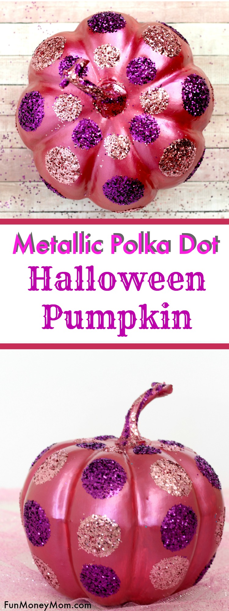 Want a fun pumpkin craft the whole family can make? This polka dot Halloween pumpkin is not only pretty, it's easy enough that the kids can get in on it too!