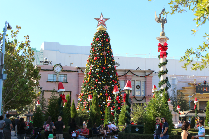 When you visit Universal Orlando Resort for Christmas, you'll notice that even the lampposts have their own Santa hats.