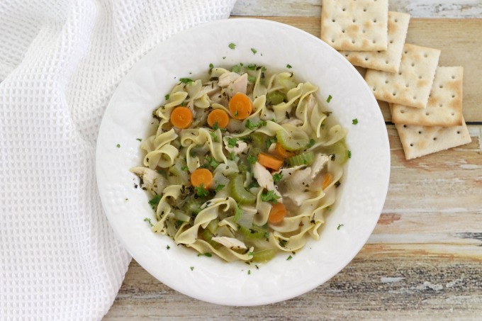 Serve this homemade chicken noodle soup with a few crackers on the side