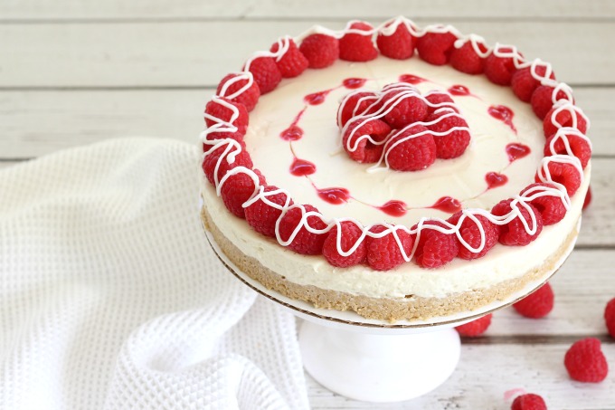 This white chocolate raspberry cheesecake is also perfect for Valentine's Day
