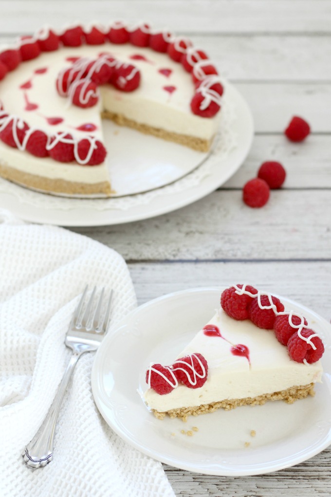 I love this white chocolate raspberry cheesecake because it's as easy as it is delicious.