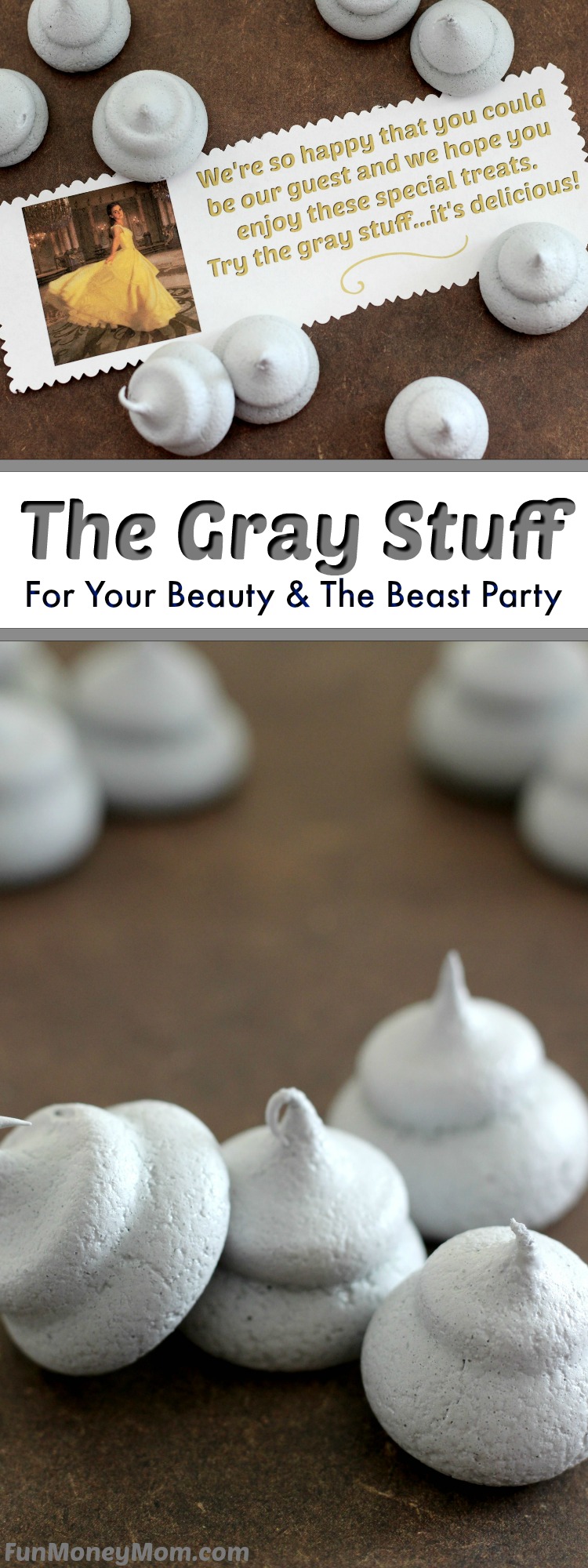 The Gray Stuff - If you're having a Beauty And The Beast Party, you have to have the gray stuff! These melt in your mouth meringue cookies are the perfect sweet treat for a birthday party!