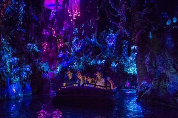 Na'vi River Journey is a relaxing ride through a beautiful bioluminescent rain forest