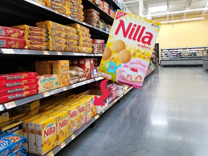 NILLA Wafers are easy to find in the cookie and crackers aisle at Walmart