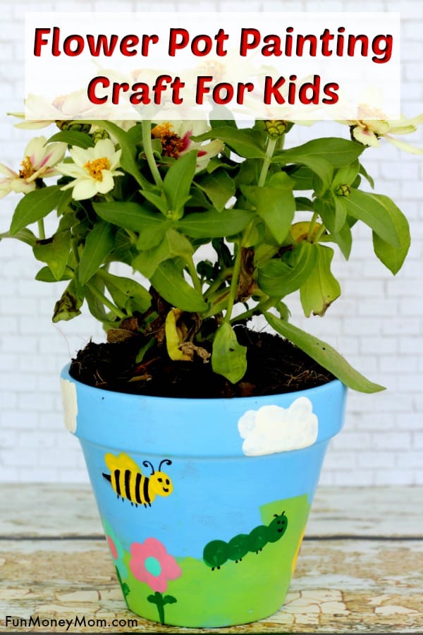 Flower Pot Painting - This easy craft for kids is not only fun but it makes a great gift too. They'll have a blast making painted flower pots and getting as creative as they want. #flowerpotpainting #flowerpotcraft #craftsforkids #kidcraft