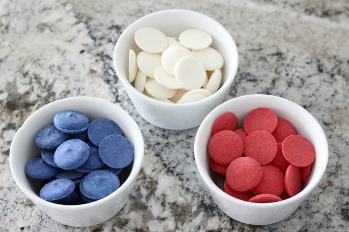 Red, white and blue candy melts add some color to your cheesecake bites