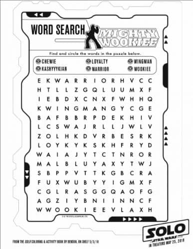 Solo: A Star Wars Story - Word Search