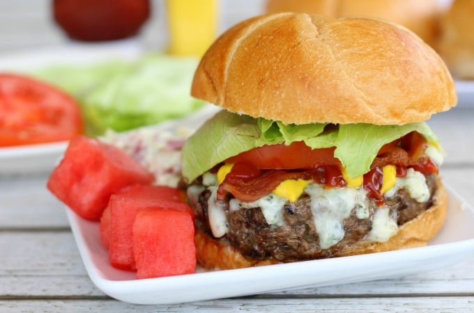Blue Cheese Burgers With Mushrooms And Bacon