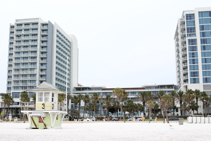 The Wyndham Grand Clearwater Beach is directly across from the beach