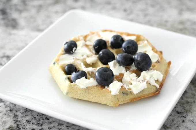 waffle with blueberries and cream cheese