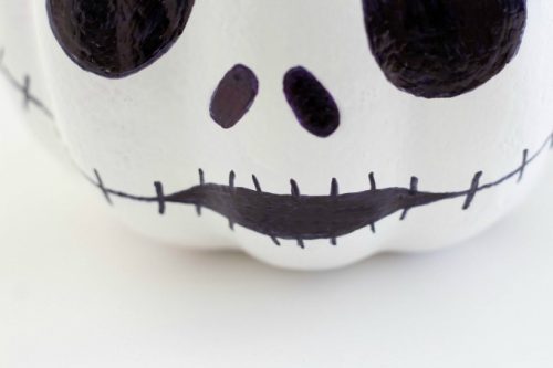 Mouth drawn onto skeleton pumpkin