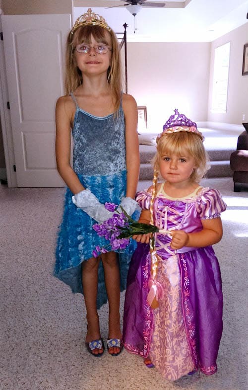 Keira as Rapunzel while playing Disney princess dress up 