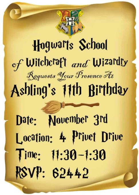 Harry Potter Invitations (free printables) | Fun Money Mom