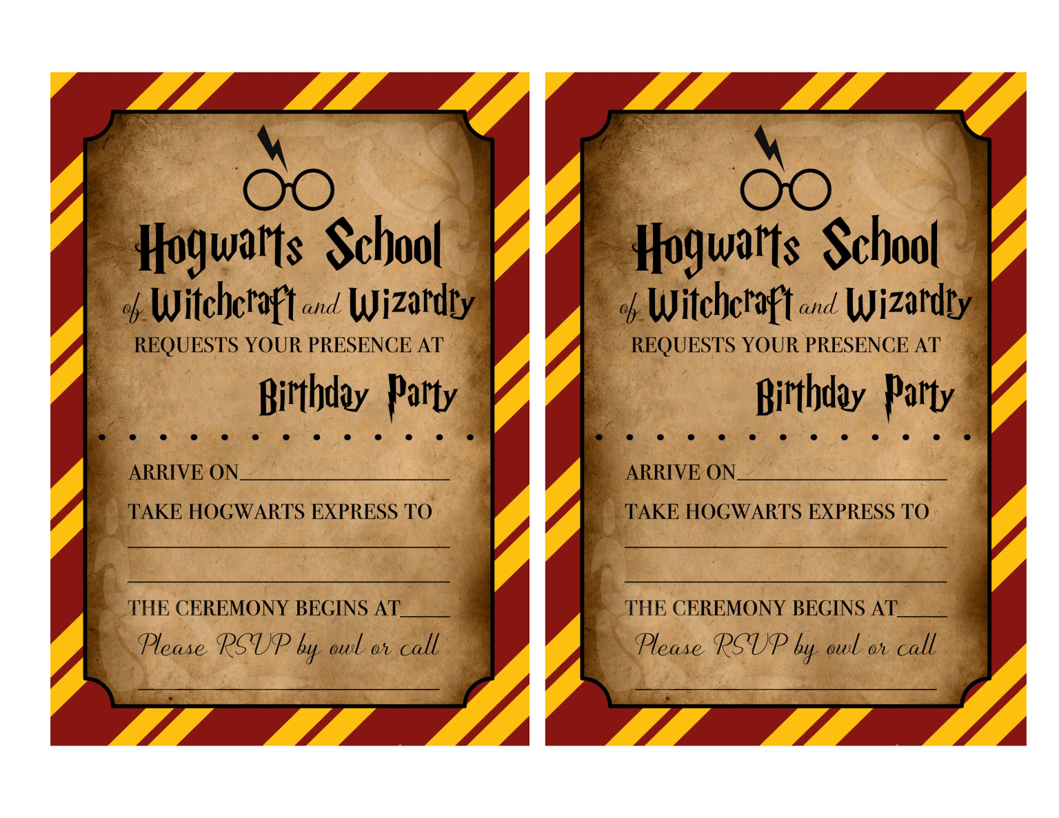 Harry Potter Invitations (free printables) | Fun Money Mom