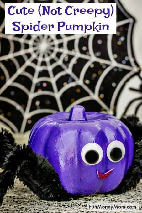 Spider Pumpkin - This no carve pumpkin is more cute than creepy! If you love no carve pumpkin ideas, you'll love this easy craft! #spiderpumpkin #Halloweenspider #Halloweencraft #halloweenpumpkin #pumpkincraft #nocarvepumpkin
